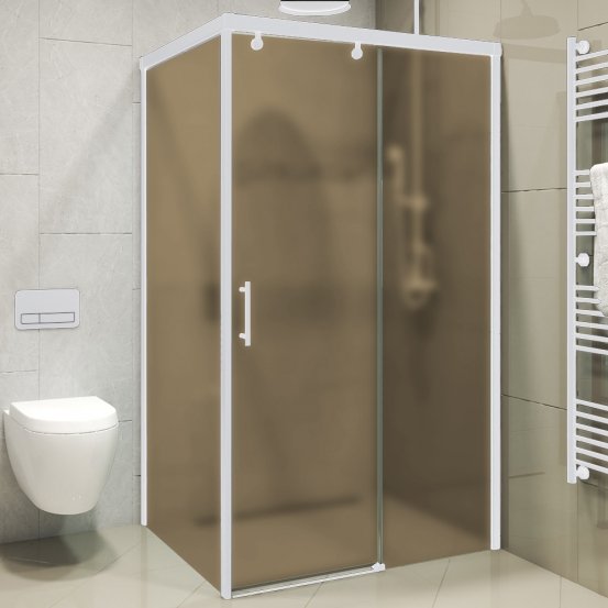 SLIDE SQUARE GK-863A белый матовый стекло бронзовое матовое
