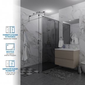 Инфографика 2 SHOWER GLASS GK-24-8мм хром блестящий стекло графитовое толщина 8_0