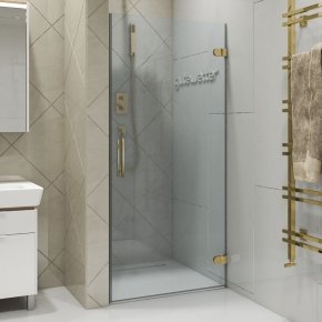 LUX DOOR GK-001-CH02 золотой металлик стекло выбеленное правое открывание двери