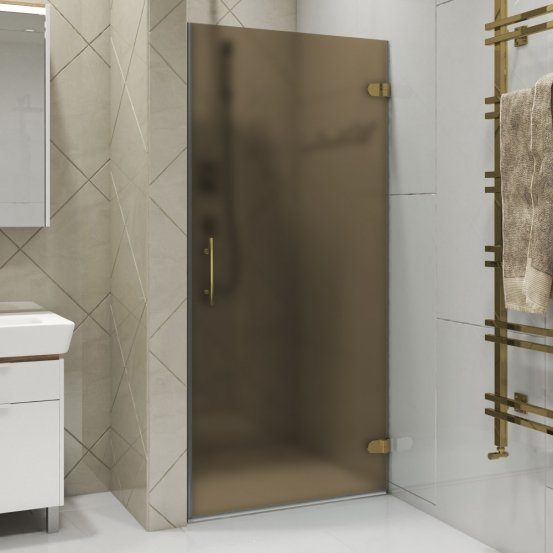 LUX DOOR GK-001-CH02 золотой гальванический стекло бронзовое матовое правое открывание двери