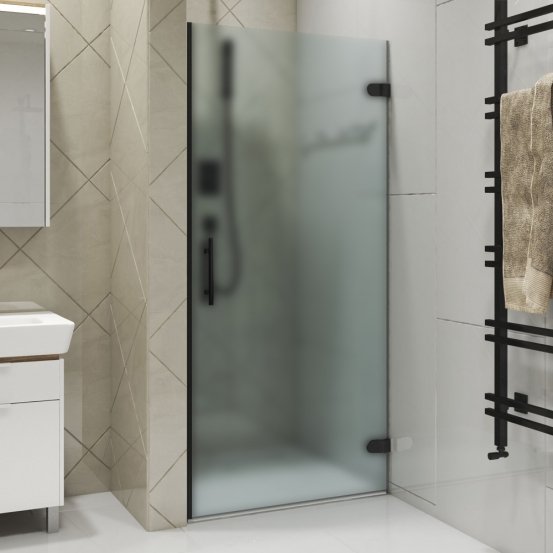 LUX DOOR GK-001-CH02 черный матовый стекло матовое правое открывание двери