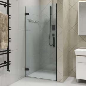 LUX DOOR GK-001-CH02 черный матовый стекло выбеленное левое открывание двери