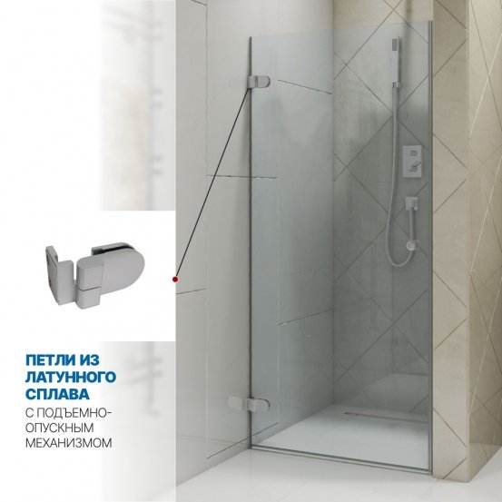Инфографика 3 LUX DOOR GK-001 хром матовый стекло выбеленное толщина 0_8 левое открывание двери