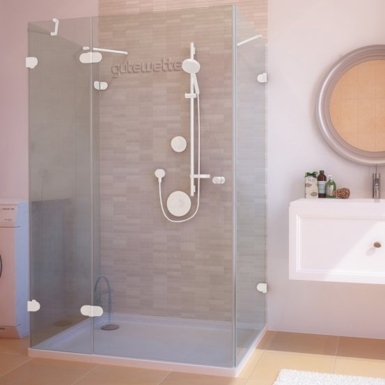 LUX RECTAN GK-004A белый матовый стекло бесцветное левое открывание двери