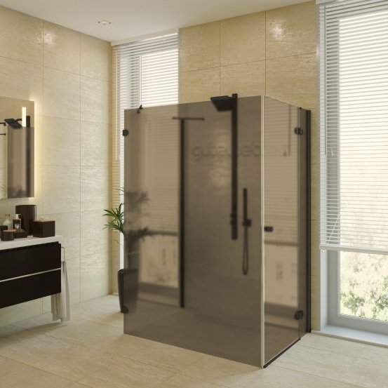 LUX RECTAN GK-104C черный матовый стекло бронзовое матовое правое открывание двери