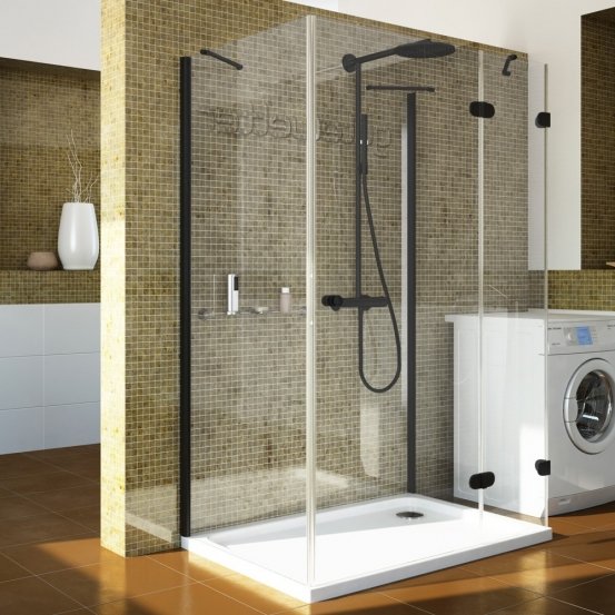 LUX RECTAN GK-104A черный матовый стекло выбеленное правое открывание двери