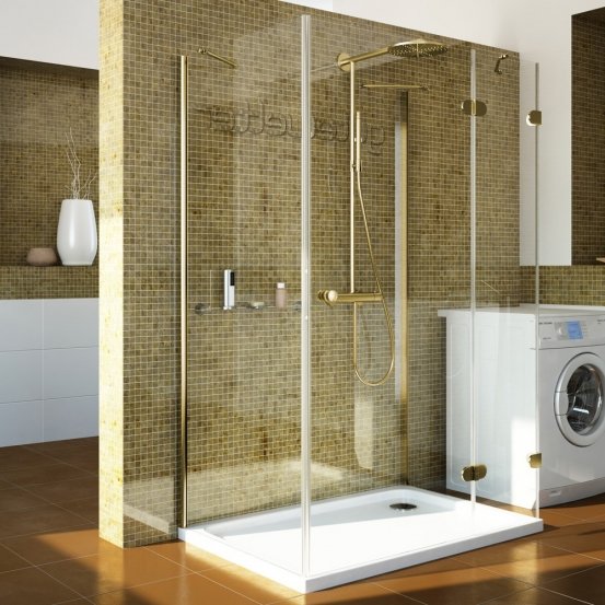 LUX RECTAN GK-104A золотой металлик стекло бесцветное правое открывание двери