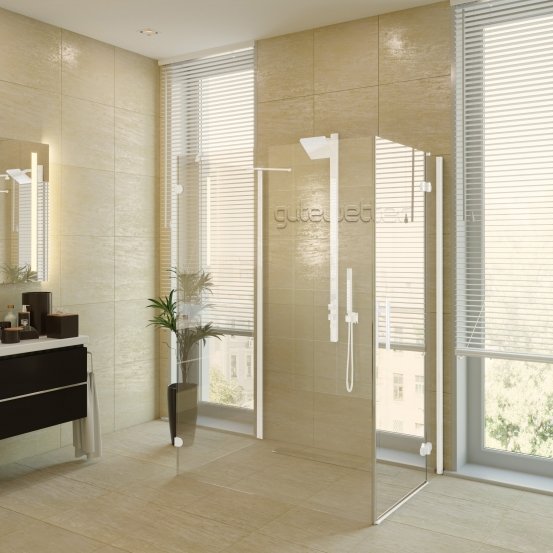 LUX RECTAN GK-104C-CH02 белый матовый стекло бесцветное правое открывание двери