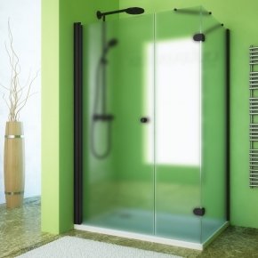 LUX RECTAN GK-103A черный матовый стекло матовое левое открывание двери