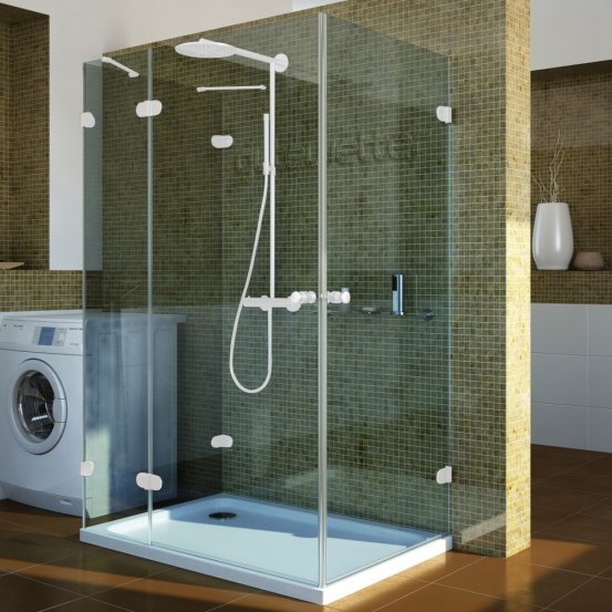 LUX RECTAN GK-004B4 белый матовый стекло бесцветное левое открывание двери