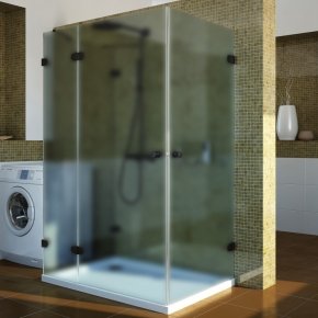 LUX RECTAN GK-004B4 черный матовый стекло матовое левое открывание двери