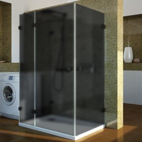 LUX RECTAN GK-004B4 черный матовый стекло графитовое матовое левое открывание двери
