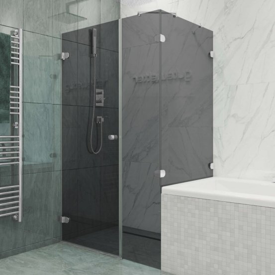 LUX SQUARE GK-003AV хром матовый стекло графитовое левое открывание двери