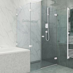 LUX SQUARE GK-003AV белый матовый стекло выбеленное правое открывание двери