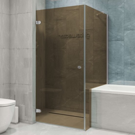LUX SQUARE GK-002V1P-2511 хром матовый стекло бронзовое левое открывание двери