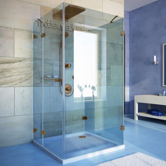 LUX SQUARE GK-004C бронзовый стекло бесцветное левое открывание двери