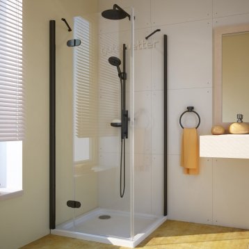 LUX SQUARE GK-103-CH02 черный матовый стекло бесцветное левое открывание двери