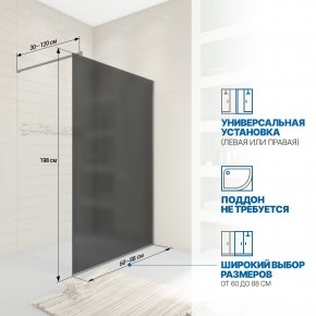 Инфографика 2 WALK-IN P008STB хром матовый стекло графитовое матовое
