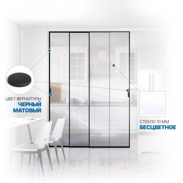 Soft Glide Door IQ-10.304.3 черный матовый стекло бесцветное