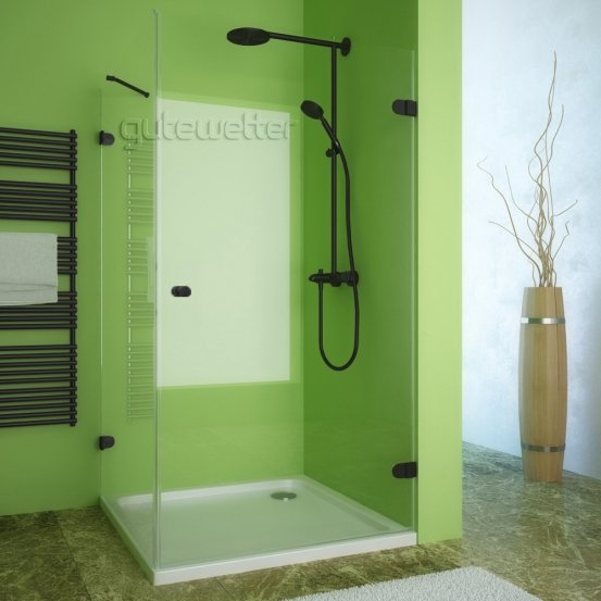 LUX RECTAN GK-001 черный матовый стекло бесцветное правое открывание двери