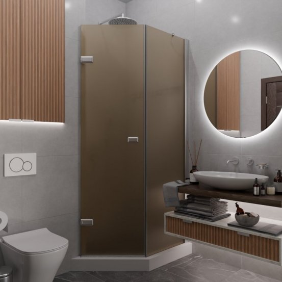 TREND DOOR GK-862BGP135 хром матовый стекло бронзовое матовое #1