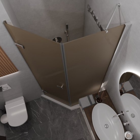 TREND DOOR GK-862BGP135 хром блестящий стекло бронзовое матовое #2