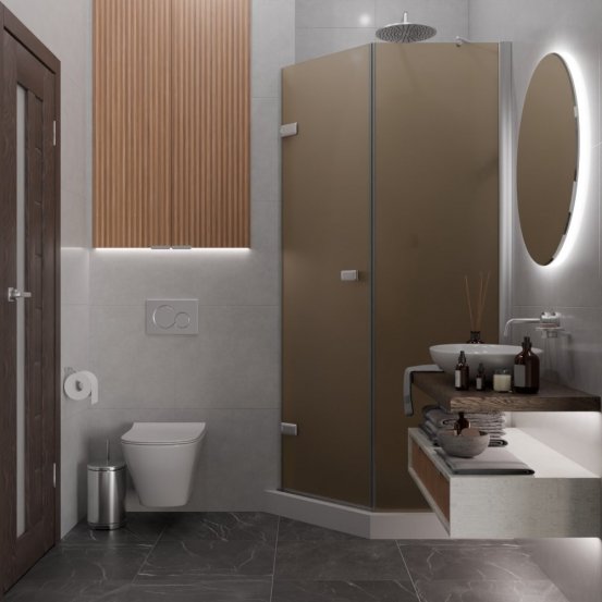 TREND DOOR GK-862BGP135 хром матовый стекло бронзовое матовое #4