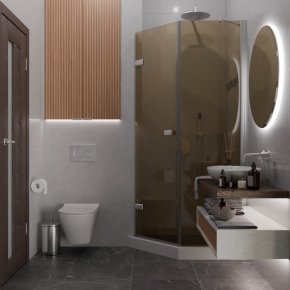 TREND DOOR GK-862BGP135 хром матовый стекло бронзовое #4