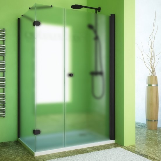 LUX SQUARE GK-103A черный матовый стекло матовое правое открывание двери