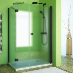 LUX SQUARE GK-103A черный матовый стекло матовое правое открывание двери