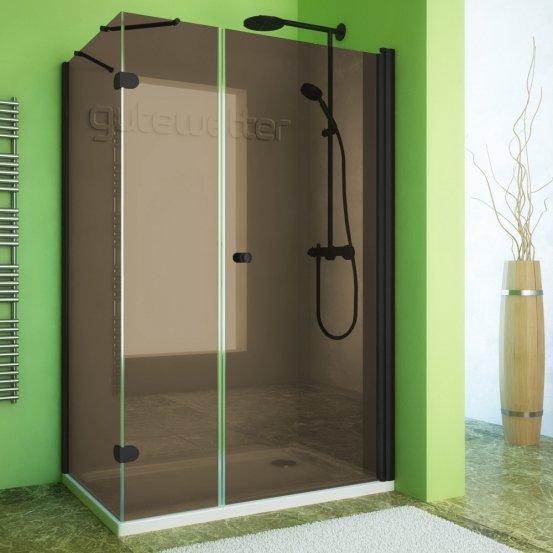 LUX SQUARE GK-103A черный матовый стекло бронзовое правое открывание двери