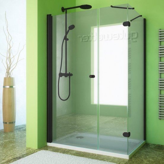 LUX SQUARE GK-103A черный матовый стекло выбеленное левое открывание двери