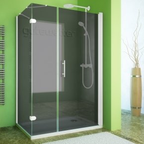 LUX SQUARE GK-103A-CH02 белый матовый стекло графитовое правое открывание двери