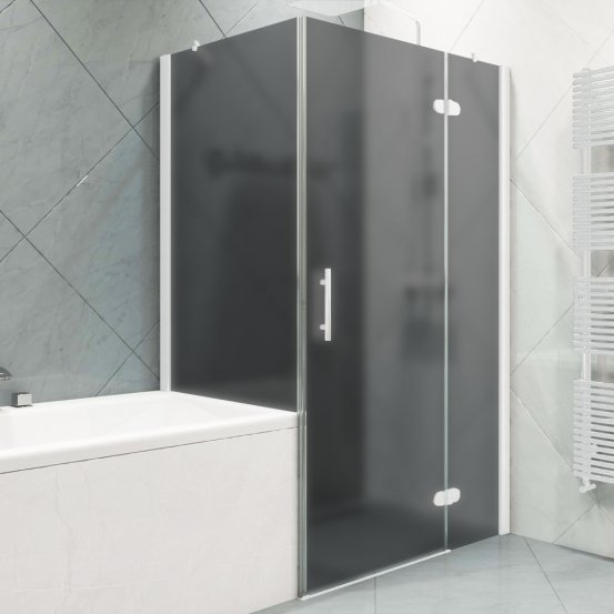 LUX SQUARE GK-003VP-CH02 белый матовый стекло графитовое матовое правое открывание двери