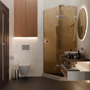 TREND DOOR GK-862AG135ONE-01 хром матовый стекло бронзовое #4