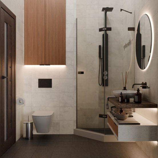 TREND DOOR GK-862AG135ONE-01 черный матовый стекло выбеленное #4