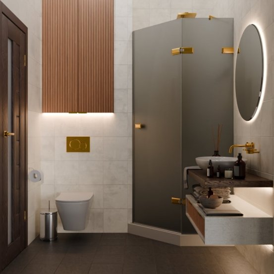 TREND DOOR GK-862AG135ONE-01 золотой металлик стекло графитовое матовое #4